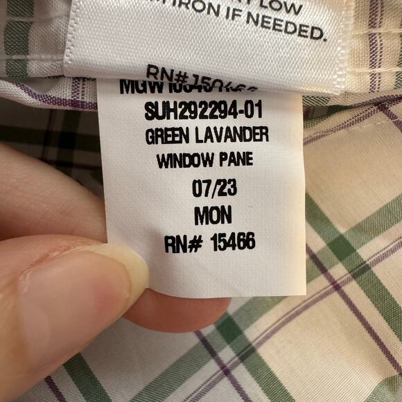 Artefact Button Up Shirt White Green Plaid Cotton NWT Men Size Large Tall - Picture 6 of 9